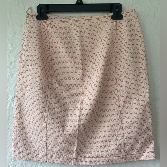 MaxMara Weekend cream/peach unlined, a-line  midi skirt, side zip ; size 10 - Picture 3 of 6